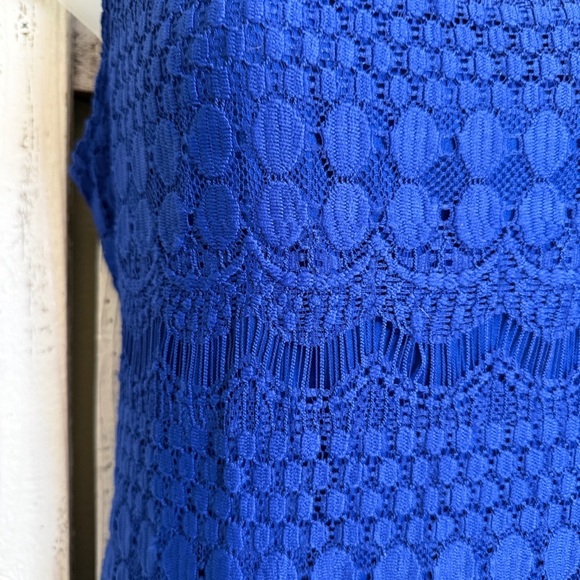 TIANA B Lace Crochet Bodycon Cocktail Dress Size XL Cobalt Blue Wedding Romance - Picture 4 of 9